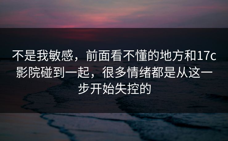 不是我敏感，前面看不懂的地方和<strong>17C</strong>影院碰到一起，很多情绪都是从这一步开始失控的