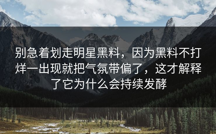 别急着划走明星黑料，因为黑料不打烊一出现就把气氛带偏了，这才解释了它为什么会持续发酵