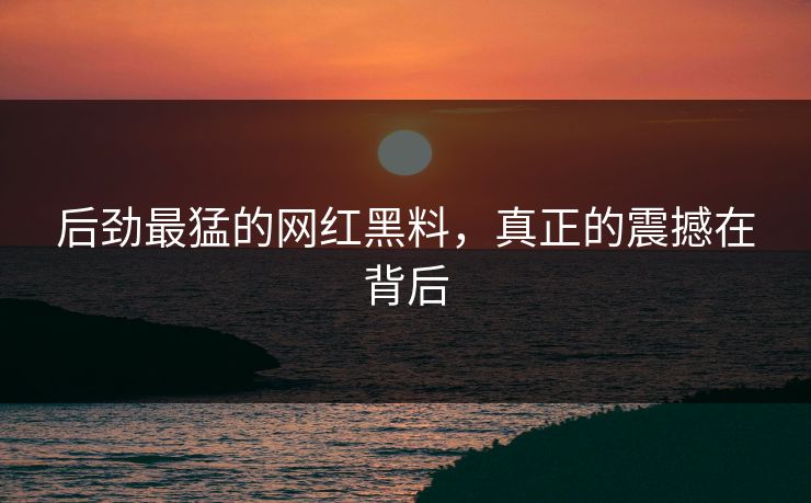 后劲最猛的网红黑料，真正的震撼在背后