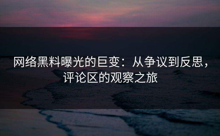 网络黑料曝光的巨变：从争议到反思，评论区的观察之旅